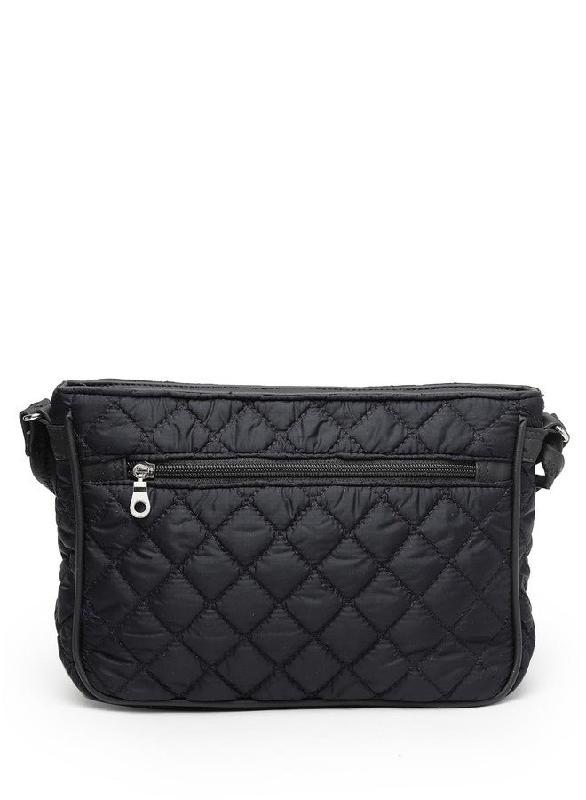 Anekaant Uno Black Geometric Quilted Polyester Sling Bag - Image 4